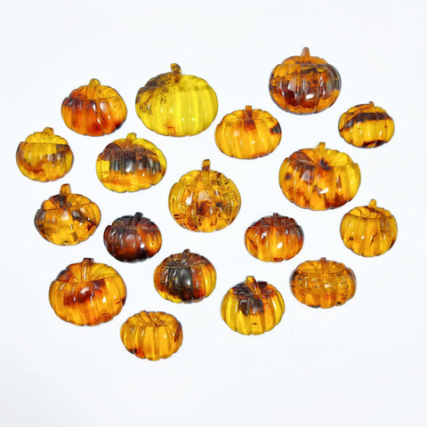 Cognac Amber Carved Pumpkin Cabochons