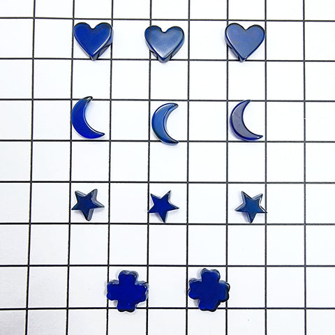 Blue Amber Calibrated Different Shapes Cabochons