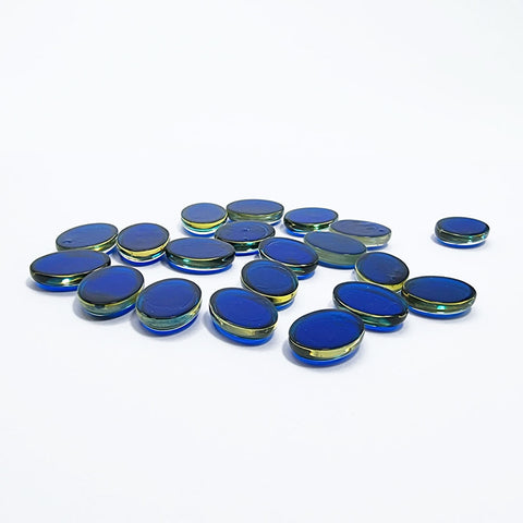 Blue Amber Oval Shape Calibrated Cabochons