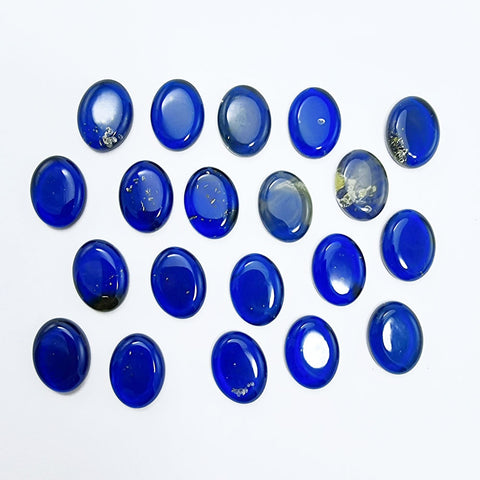 Blue Amber Oval Shape Calibrated Cabochons