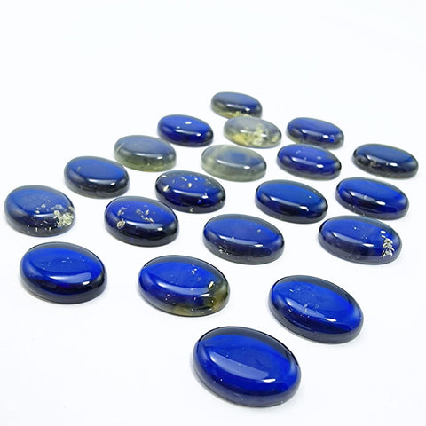 Blue Amber Oval Shape Calibrated Cabochons