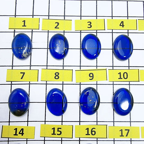 Blue Amber Oval Shape Calibrated Cabochons