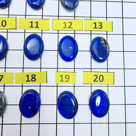 Blue Amber Oval Shape Calibrated Cabochons