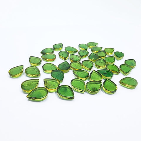 Green Amber Drop Shape Calibrated Cabochons