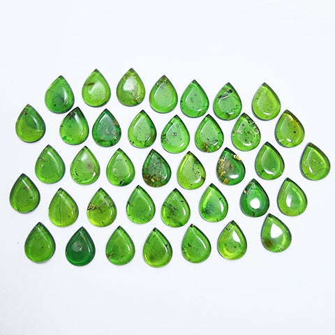 Green Amber Drop Shape Calibrated Cabochons