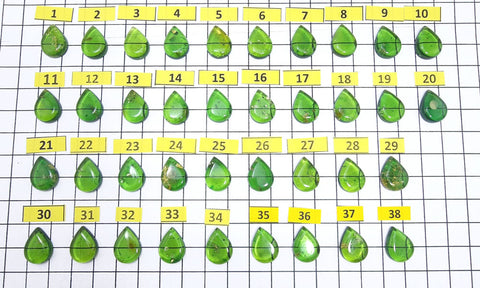 Green Amber Drop Shape Calibrated Cabochons