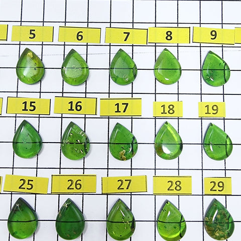 Green Amber Drop Shape Calibrated Cabochons