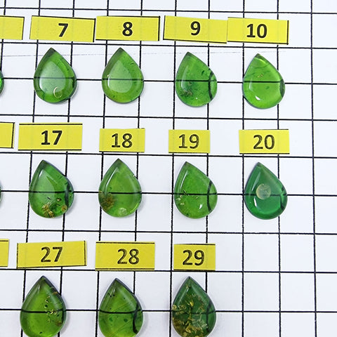 Green Amber Drop Shape Calibrated Cabochons