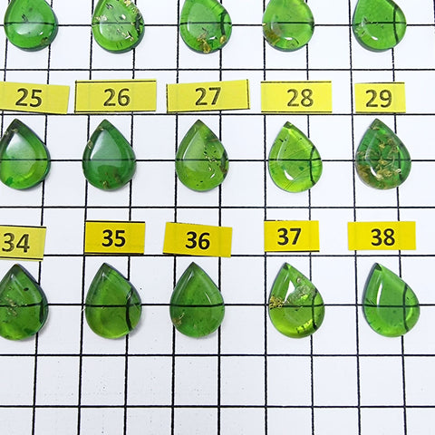 Green Amber Drop Shape Calibrated Cabochons