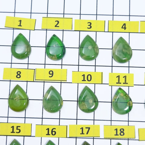 Green Amber Drop Shape Calibrated Cabochons