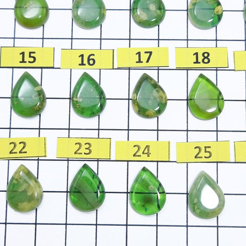 Green Amber Drop Shape Calibrated Cabochons