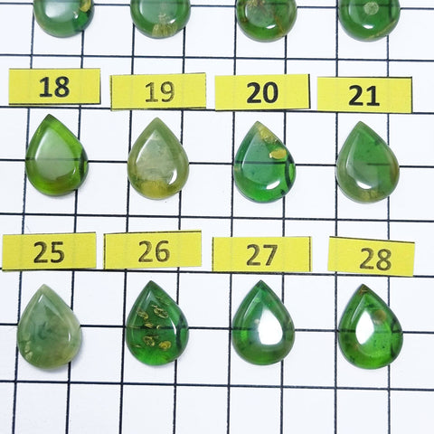 Green Amber Drop Shape Calibrated Cabochons