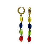 Multi-Color Amber Small Nugget Dangle Earrings 14k Gold Plated