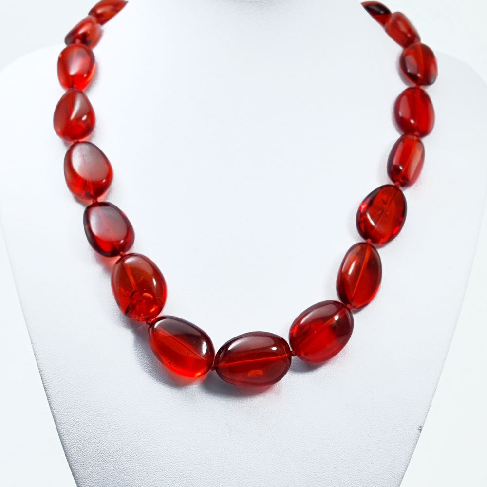 Red Amber Nuggets Beads Necklace