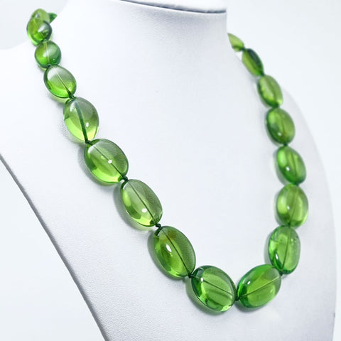 Green Amber Nuggets Beads Necklace