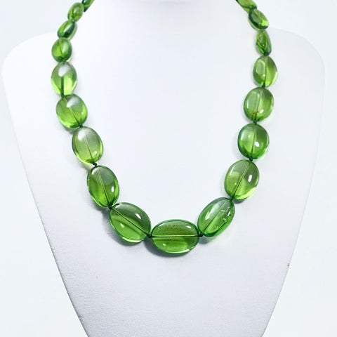 Green Amber Nuggets Beads Necklace