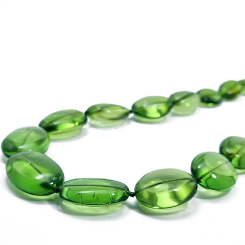 Green Amber Nuggets Beads Necklace