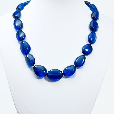 Blue Amber Nuggets Beads Necklace