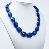 Blue Amber Nuggets Beads Necklace