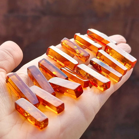 Cognac Amber Rectangular Free Shape Cabochons