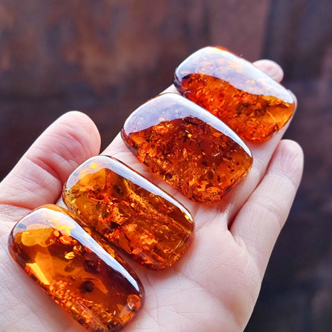 Cognac Amber Rectangular Free Shape Cabochons