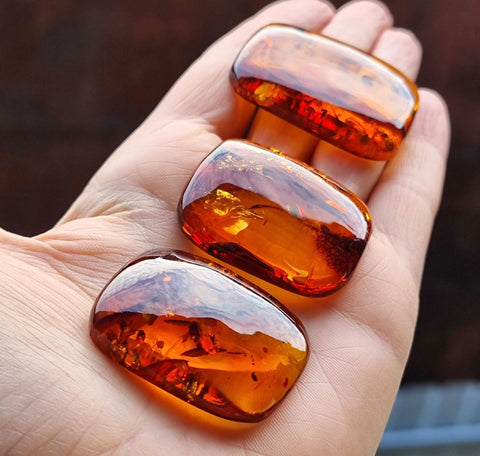 Cognac Amber Rectangular Free Shape Cabochons