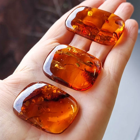 Cognac Amber Rectangular Free Shape Cabochons