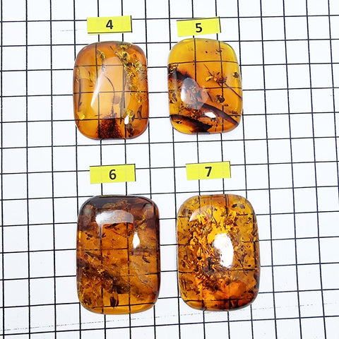 Cognac Amber Rectangular Free Shape Cabochons