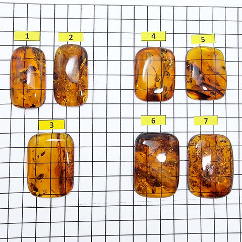 Cognac Amber Rectangular Free Shape Cabochons