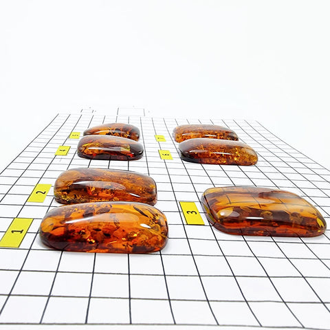 Cognac Amber Rectangular Free Shape Cabochons