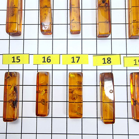 Cognac Amber Rectangular Free Shape Cabochons