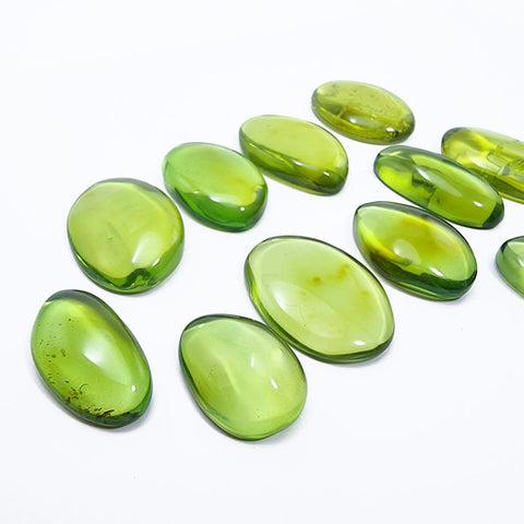 Green Amber Handmade Free Shape Cabochons