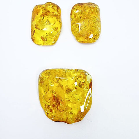 Lemon Amber Rectangular Free Shape Cabochons