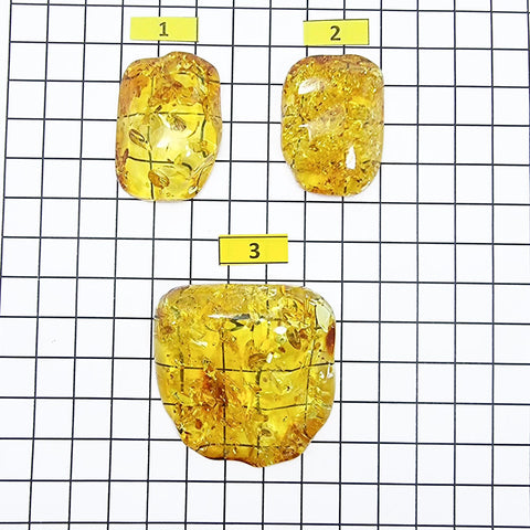 Lemon Amber Rectangular Free Shape Cabochons