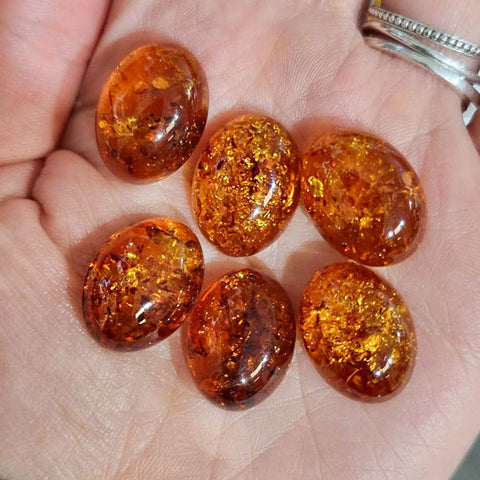 Cognac Amber Calibrated Oval Cabochons