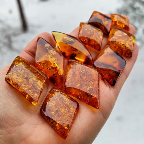 Cognac Amber Rhombus Shape Cabochons