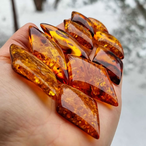 Cognac Amber Rhombus Shape Cabochons