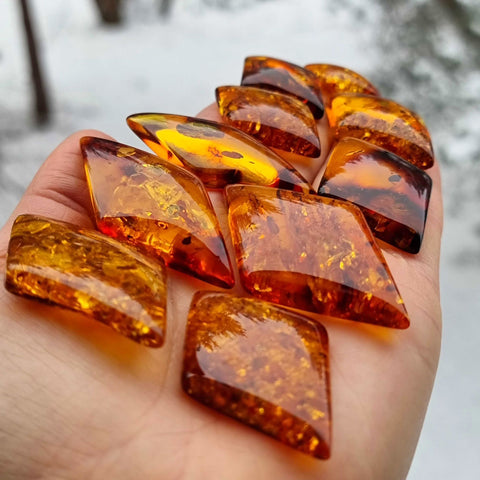 Cognac Amber Rhombus Shape Cabochons