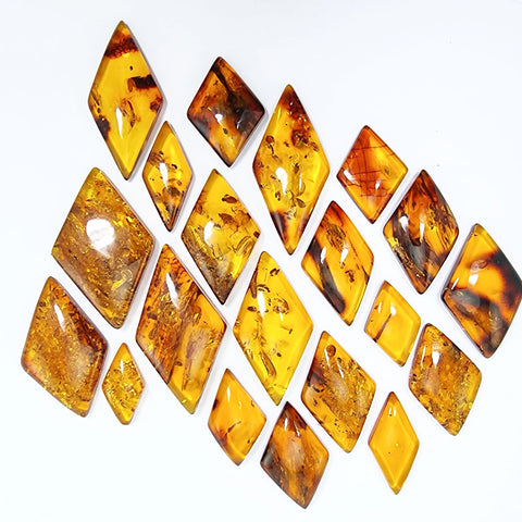 Cognac Amber Rhombus Shape Cabochons