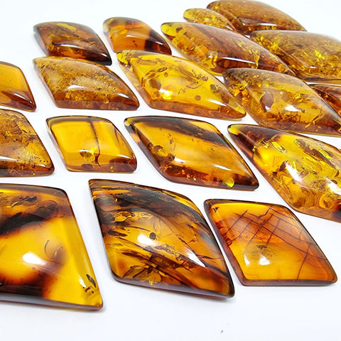 Cognac Amber Rhombus Shape Cabochons