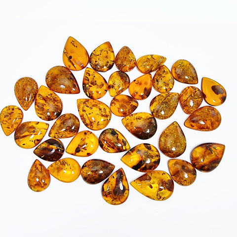 Cognac Amber Drop Shape Cabochons