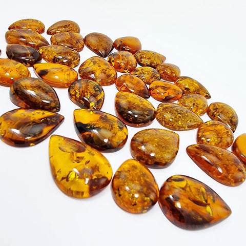 Cognac Amber Drop Shape Cabochons