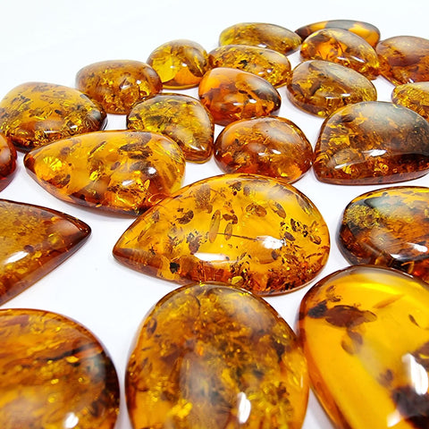 Cognac Amber Drop Shape Cabochons