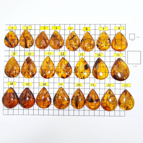 Cognac Amber Drop Shape Cabochons