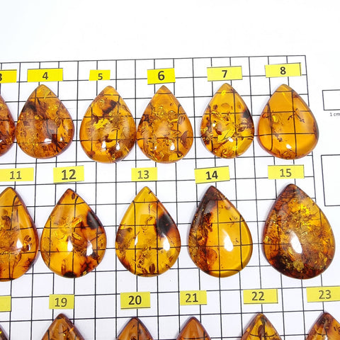 Cognac Amber Drop Shape Cabochons