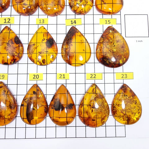 Cognac Amber Drop Shape Cabochons