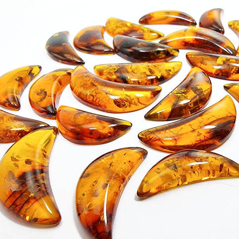 Cognac Amber Moon Shape Cabochons