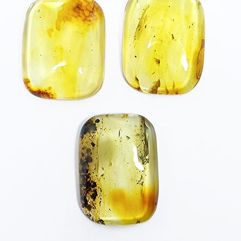 Lemon Amber Rectangular Free Shape Cabochons