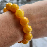 Antique Amber Round Beads Stretch Bracelet