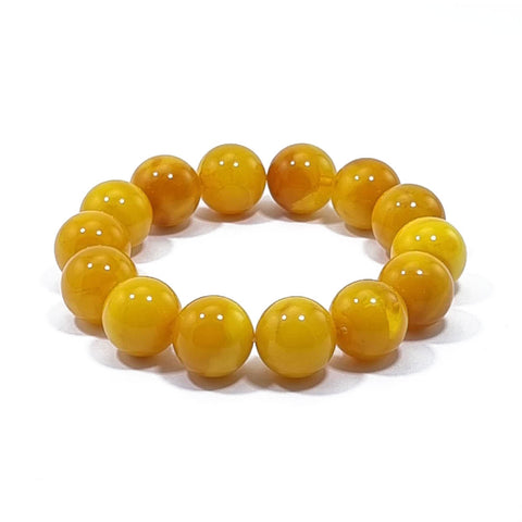 Antique Amber Round Beads Stretch Bracelet